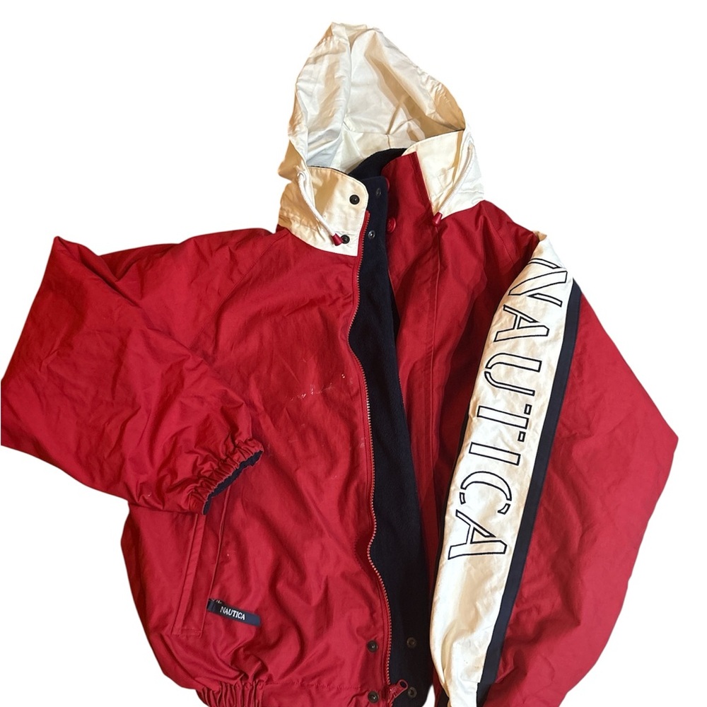 Nautica vintage Red and Cream Hooded Jacket